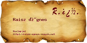 Raisz Ágnes névjegykártya
